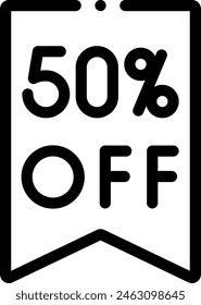 50 percent icon. Thin Linear Style Design Isolated On White Background