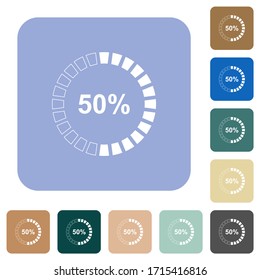 50 % geladene weiße flache Symbole auf buntem, quadratischem Hintergrund