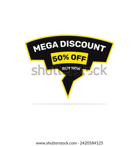 50 percent mega discount sale banner. Special offer price tag. Vector illustration.
