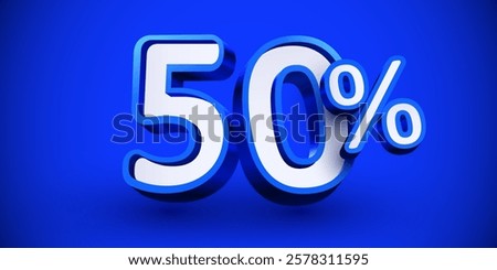 50 percent Off. 3d number 50. Sale banner. Vector illustration.