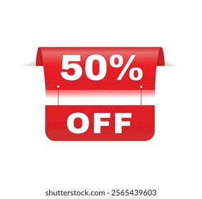 50 percent off - Banner label vector design announcement template. flat design symbol.