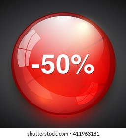 50%  percent off  button