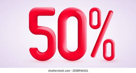 50 percent Off. Discount creative composition. 3d sale symbol with decorative confetti. Sale banner and poster. Vector illustration.