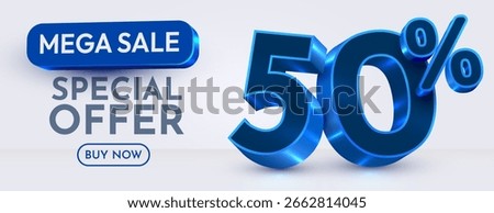 50 percent Off. Discount creative composition. Mega Sale. Vector illustration.