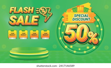 50 PERCENT OFF DISCOUNT FLASH SALE PROMO SHOPPING DAY BACKGROUND SOCIAL MEDIA