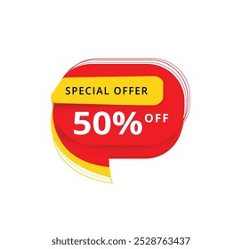 50 percent off discount label or price tag special offer. vector design.