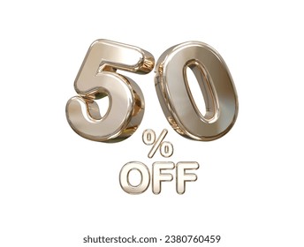 50 percent off discount sale 3d rendering text illustration