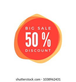 50 Percent Off Discount Sticker. Sale red tag Isolated on white background. Discount Offer Price Label. Vector Illustration