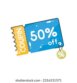 50 percent off doodle vector outline Sticker. EPS 10 file