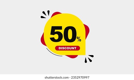 50 percent off, fifty, sale discount icons. Special offer price signs. Reduction symbols. Speech bubbles or chat symbols. Special offer label. Sign icon. Vector