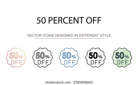 50 Percent Off icon design with white background stock illustration
