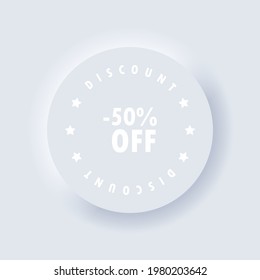 50% fuera de etiqueta. Vector, icono. Plantilla de identificación de etiqueta de venta, símbolo de etiqueta de venta 50. Etiqueta de precio de oferta de descuento.