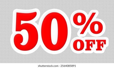 50 percent off promotion, 50 Discount Promo Sale Marketing With Red Banner, Sale tag vector badge template, 50 off sale label symbol, 50% sale promotion flat icon
