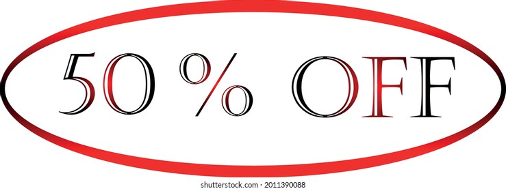 50 percent off red vector symbol. discount symbol, discount promotion, sale discount offer, marketing advertisement, super sale.