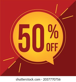 50% de descuento. vector rojo