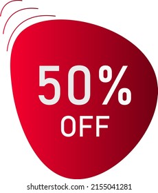 
50% de descuento con el formato de círculo del vector rojo