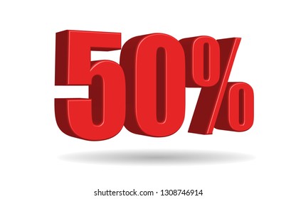 50 Percent Off, Sale Background, Object 3D