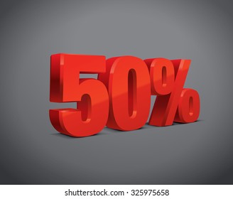 50 percent off, sale background, object 3D. Eps10 Vector.