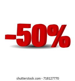 50 percent off, sale background, object 3D Eps10 Vector