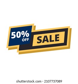 50 percent off sale blue yellow label