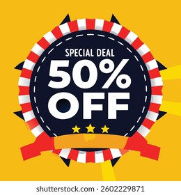 50 percent off sale discount limited time gold black background