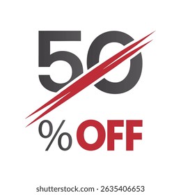 50 Percent Off Sale Discount Vector Logo