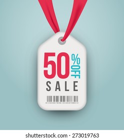 50 percent off sale price vector label. Isolated from background