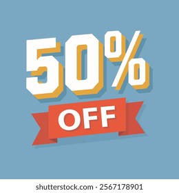 50 Percent Off Sale Promotion with Yellow Shadow Effect