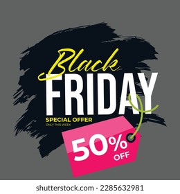 50 percent off savings. gold and black banner for promotion and sale offers. vector social media banner design. text 50% written in golden feel and dont miss it out in golden box for sale and shop.

