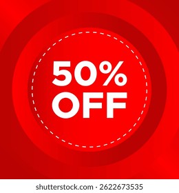 50 percent off special discount offer red banner template 
