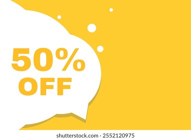 50% de balão de fala, ícone de banner plano para publicidade ou anúncio. elemento vetorial.