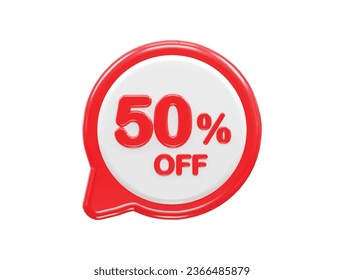 50 percent off text effect 3d rendering illustration