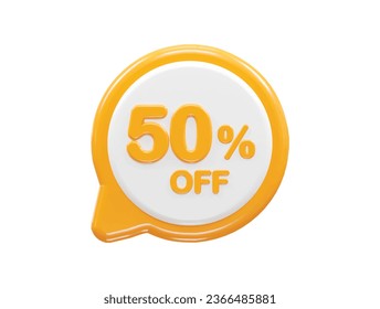 50 percent off text effect 3d rendering illustration