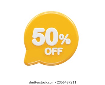 50 percent off text effect 3d rendering illustration