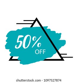 50 percent Off Triangle Frame Blue Background Sale Banner Vector Image
