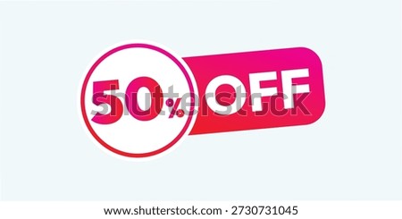 50 percent off vector sticker design. sale and offer template for stock finished. eps vector illustration design with isolated on a white background.   