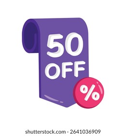 50 Percent Off Vector style icon. Eps 10 file