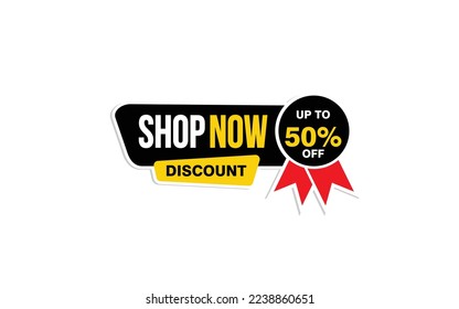 50 Percent shop now offer, clearance, promotion banner layout with sticker style.