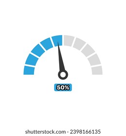 50 percent Speedometer icons. Vector illustration in flat design style.