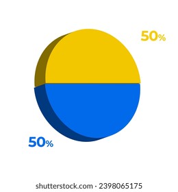 50 50 percentage 3d pie chart vector illustration eps