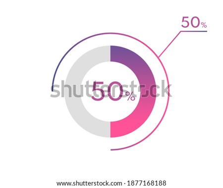 50 Percentage diagrams, pie chart for Your documents, reports, 50% circle percentage diagrams for infographics