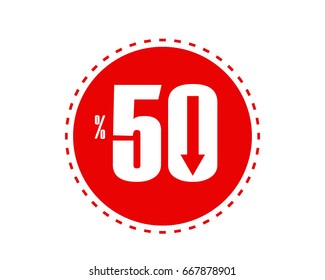 % 50 percetage off red vector icon