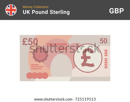 50 Pound sterling banknote. British money. Currency. Vector illustration.