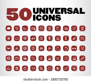 50 Premium-Universelles Icons, Vektorisolierte Elemente-B