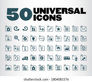 50 Premium Designed Universal Icons, Vector Isolated Elements-E