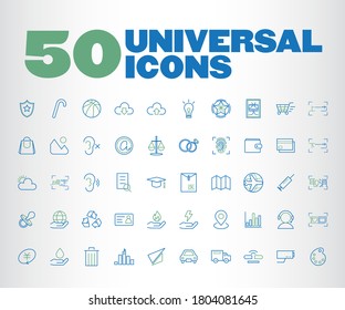 50 Premium Designed Universal Icons, Vector Isolated Elements-F