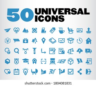 50 Premium Designed Universal Icons, Vector Isolated Elements-H