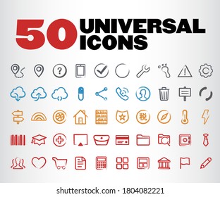 50 Premium Designed Universal Icons, Vector Isolated Elements-L