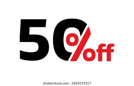 50% price off icon. 50 percent sale label, sign or tag. Discount, promotion banner design element. Vector illustration.