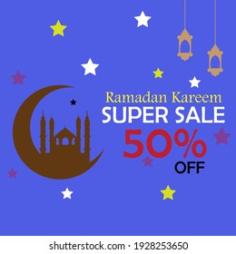 50 % RAMADAN KAREEM SUPER SALE TEMPLATE DESIGN VECTOR ILLUSTRATION